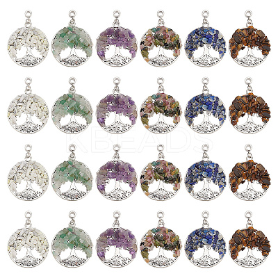24Pcs 6 Styles Tibetan Styles Alloy Pendants PALLOY-HY00036-1