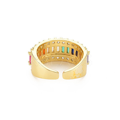 Brass Micro Pave Cubic Zirconia Cuff Rings for Women RJEW-T016-39G-01-1