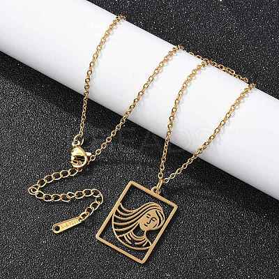 304 Stainless Steel Necklace NJEW-D330-01G-06-1