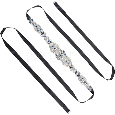 Flower Full Crystal & Montana Rhinestone Handmade Bridal Belts for Wedding Dresses AJEW-WH20006-233A-01-1