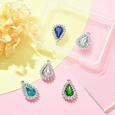 5Pcs 5 Colors Alloy Glass Pendants ALRI-YW0001-15-1