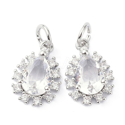 Brass Cubic Zirconia Charms ZIRC-C022-10P-1