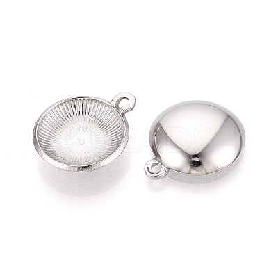 304 Stainless Steel Pendant Cabochon Settings STAS-T067-71P-1