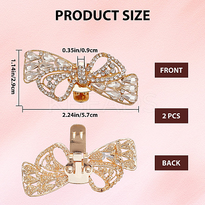 2Pcs Bowknot Alloy Rhinestone Shoe Decorations FIND-CP0002-28A-1