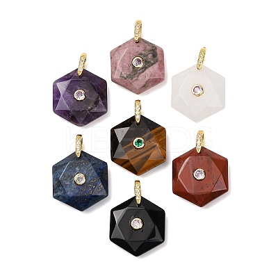 Natural Mixed Gemstone Faceted Pendants G-B188-03G-1