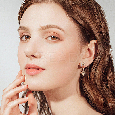 10Pcs Brass Flower Stud Earring Findings KK-FH0006-77-1