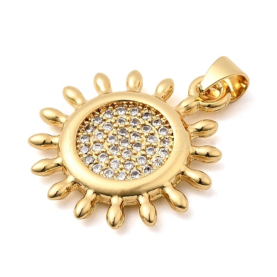 Brass Micro Pave Clear Cubic Zirconia Pendants KK-I360-053G-1