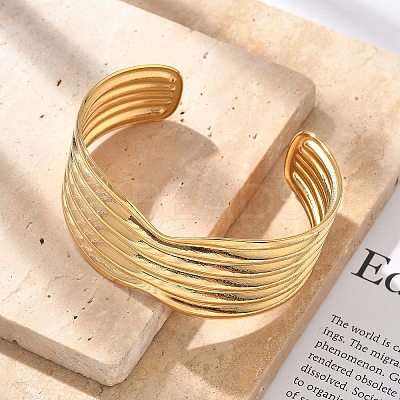 304 Stainless Steel Cuff Bangles BJEW-B108-13G-1