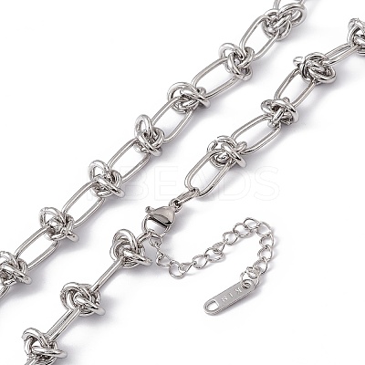Non-Tarnish 304 Stainless Steel Kont Link Chain Necklace for Men Women NJEW-P269-02P-1
