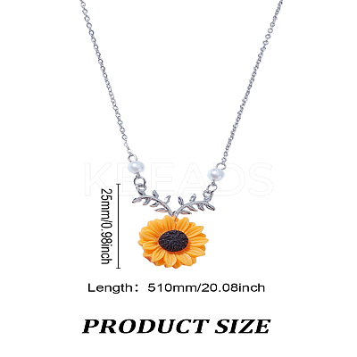 Sunflower Resin Pendant Necklaces NJEW-LP0001-82-1