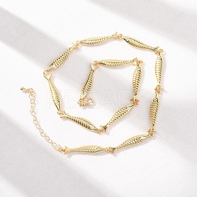 Women's Brass Necklaces NJEW-Z113-01G-1