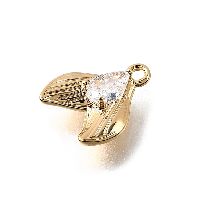 Brass Pave Clear Cubic Zirconia Charms KK-C096-14D-G-1