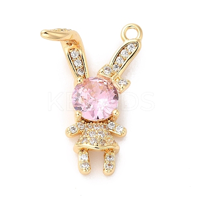 Brass Pave Cubic Zirconia with Glass Pendants KK-G465-06G-1
