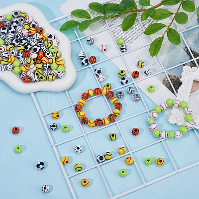 160Pcs 8 Colors Opaque Acrylic Beads MACR-DC0001-13-1