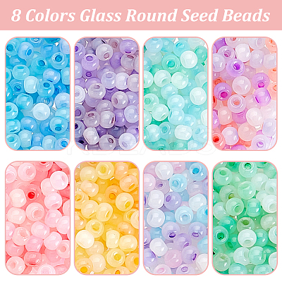 8 Bags 8 Colors Glass Round Seed Beads SEED-PH0001-93-1
