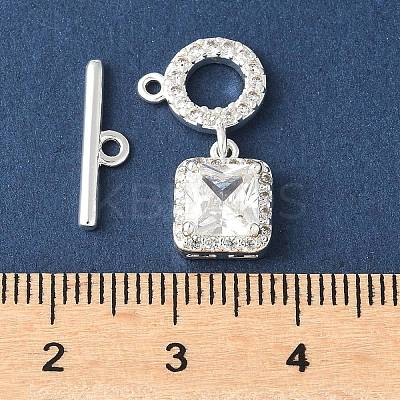 Brass Pave Clear Cubic Zirconia Toggle Clasps KK-A253-08S-1