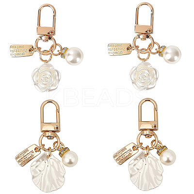 4Pcs 2 Styles Cute Shell Shape & Round ABS Plastic Pendant Decoration HJEW-BBC0001-24-1