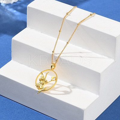Brass Clear Cubic Zirconia Pendant Necklaces for Women NJEW-B121-01G-01-1