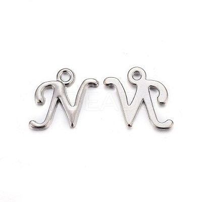 Platinum Plated Alloy Letter Pendants PALLOY-J718-01P-N-1