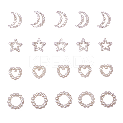 ABS Plastic Imitation Pearl Linking Rings OACR-CJ0001-07-1