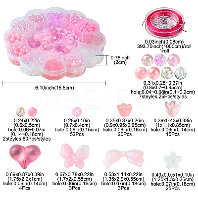 DIY Round & Flower & Heart Acrylic & ABS Plastic Imitation Pearl Beads Bracelets Making Kits DIY-FS0006-48-1