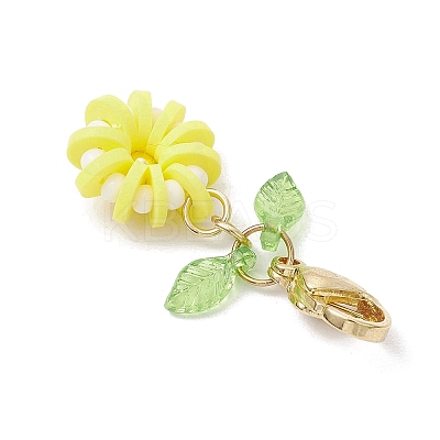 Flower Polymer Clay & Glass Pendants Decorations HJEW-MZ00327-07-1