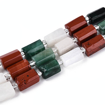 Natural Fuchsite & Red Jasper & Rainbow Moonstone Beads Strands G-T144-15A-01-1