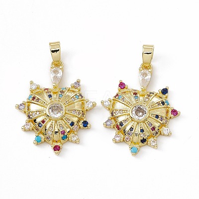 Brass Micro Pave Cubic Zirconia Pendants KK-E068-VC069-1