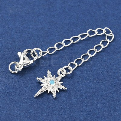 Brass Micro Pave Clear Cubic Zirconia Curb Chain Extender KK-G556-07S-1