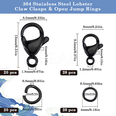 40Pcs 304 Stainless Steel Lobster Claw Clasps STAS-SC0008-92-1