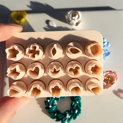 15Pcs 15 Styles Plastic Clay Molds DIY-WH20032-50-1