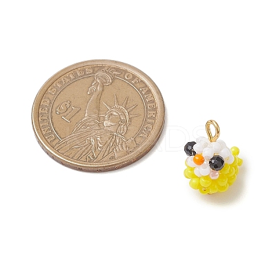 Glass Seed Beaded Bird Charms PALLOY-MZ00971-01-1