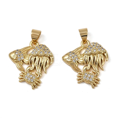 Brass Micro Pave Cubic Zirconia Pendants KK-I358-064G-03-1