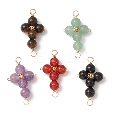 Natural Mixed Gemstone Connector Charms PALLOY-JF02150-1