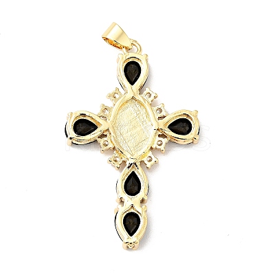 Rack Plating Brass Micro Pave Cubic Zirconia Pendants ZIRC-I059-15G-02-1