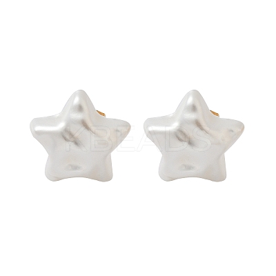 304 Stainless Steel Plastic Imitation Pearl Stud Earrings EJEW-R030-01G-03-1