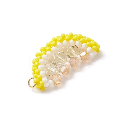 Glass Seed Beaded Lemon Slice Pendants PALLOY-MZ00813-1