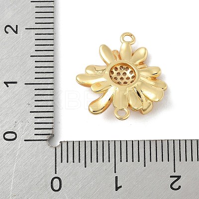Flower Brass Micro Pave Clear Cubic Zirconia Connector Charms LS-KK-M326-06-G01-1