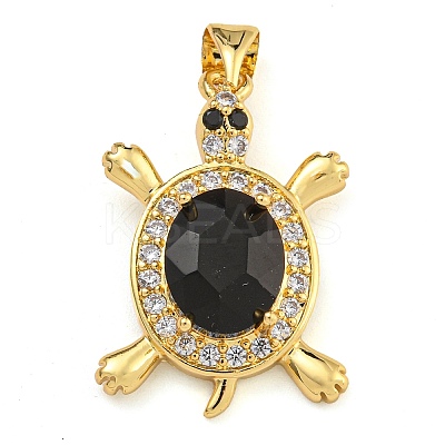 Tortoise Rack Plating Brass Micro Pave Cubic Zirconia Charms KK-G513-78A-03G-1