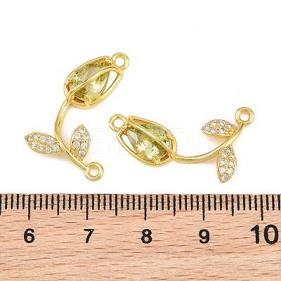 Rack Plating Brass Micro Pave Clear Cubic Zirconia Flower Connertor Charms KK-Z043-03J-1