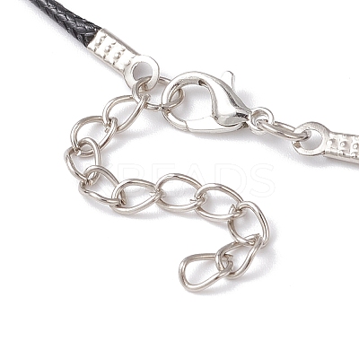 Glass Seed Beads & Glass Pearl Round Beaded Bear Pendant Waxed Cotton Cord Necklaces for Women Men NJEW-MZ00126-05-1