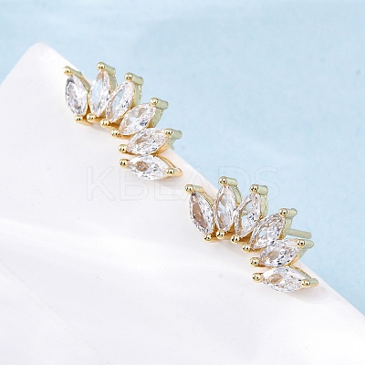 Horse Eye Sparkling Cubic Zirconia Stud Earrings for Her X-ZIRC-C025-25G-1