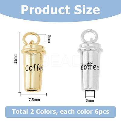 12Pcs 2 Colors Brass Pendants KK-HS0001-45-1