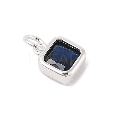 925 Sterling Silver Pave Cubic Zirconia Square Charms with Jump Rings and 925 Stamp STER-D288-05S-03-1