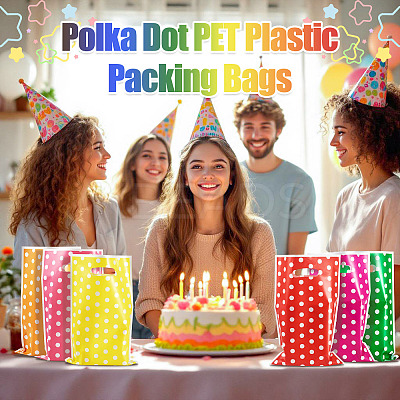 Polka Dot PET Plastic Packing Bags with Die Cut Hole Handle ABAG-TADJ0002-001E-1