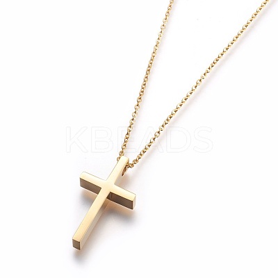 304 Stainless Steel Pendant Necklaces STAS-I099-16-G-1