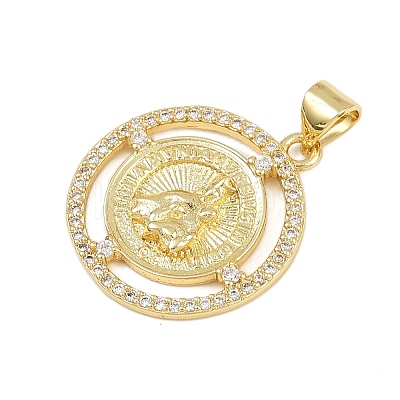 Brass Micro Pave Cubic Zirconia Pendants KK-P323-11G-G01-1