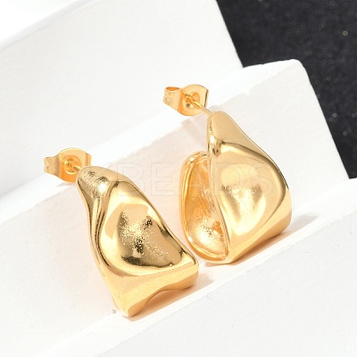 Ion Plating(IP) 304 Stainless Steel Twist Teardrop Stud Earrings EJEW-K244-18G-1