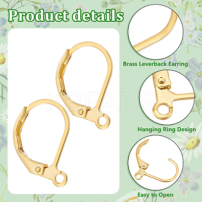Brass Leverback Earring Findings with Jump Rings & Brass Rings DIY-PH0023-17-1