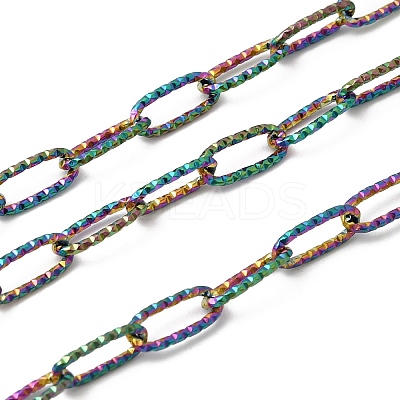 304 Stainless Steel Textured Paperclip Chains CHS-P029-01RC-1
